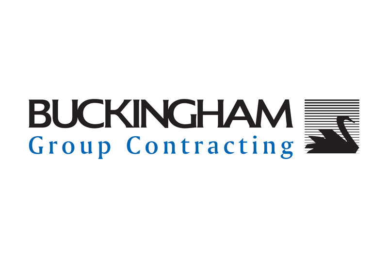 Buckingham Group Contracting logo with a black swan