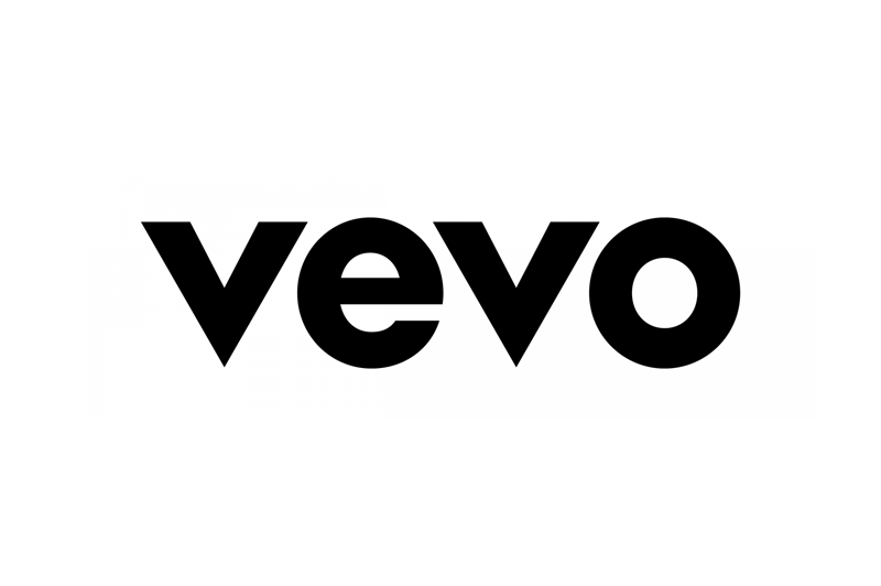 Black and white Vevo logo