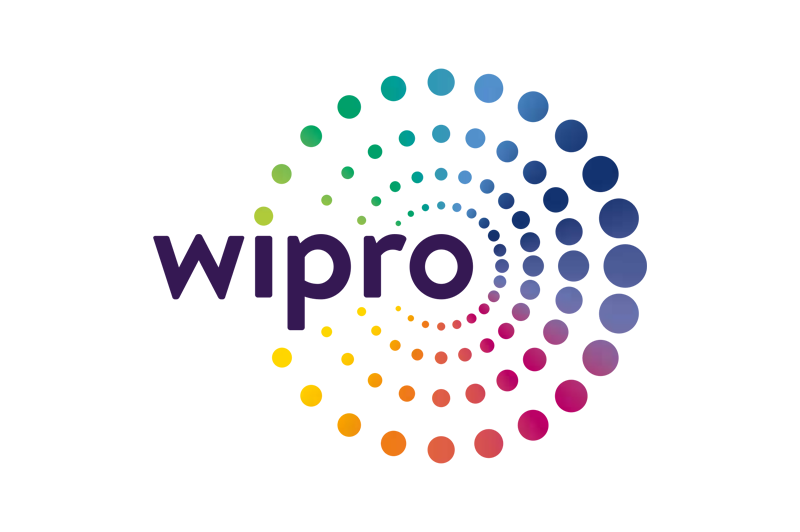 Wipro logo with colourful circle around logo