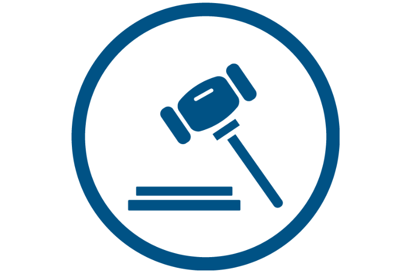 Blue circle with gavel icon