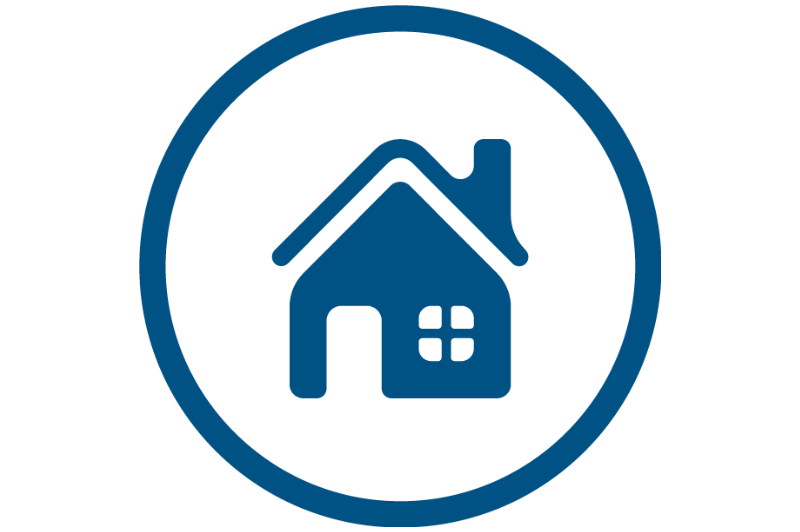 House icon in mid blue circle