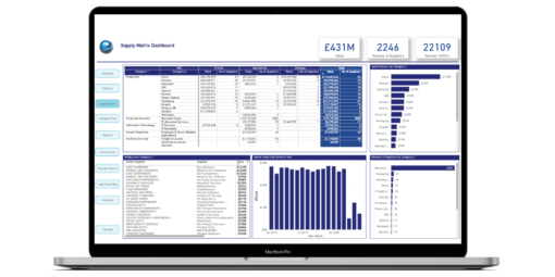 Laptop showing screen shot of supplier matrix dashboard